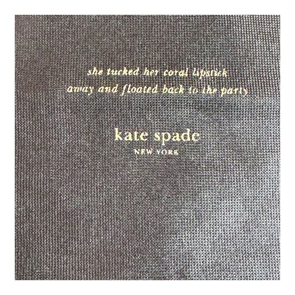 Kate Spade Black Dust Bag w Pink Drawstring Gold Foil Text Purse Handbag Storage - Picture 2 of 5